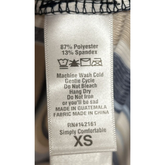 EUC LuLaRoe Hailey Short Sleeve Hi-Lo Shirt Sz. XS Black Tan Blue White Stripes - Picture 5 of 5